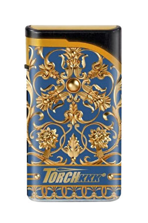 Desenli Mavi Tek Torch Pürmüz Plastik Puro Çakmağı