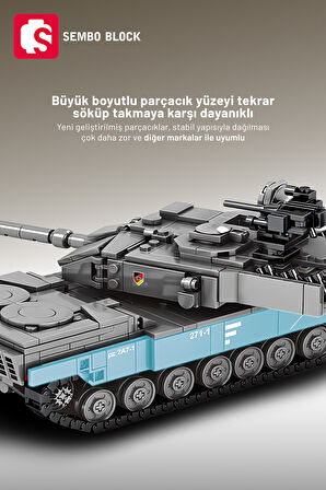 Sembo Block Leopard 2A7+ Ana Muharebe Tankı 898 Parça yapı Blokları Legoile uyumlu