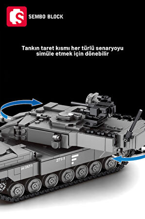 Sembo Block Leopard 2A7+ Ana Muharebe Tankı 898 Parça yapı Blokları Legoile uyumlu