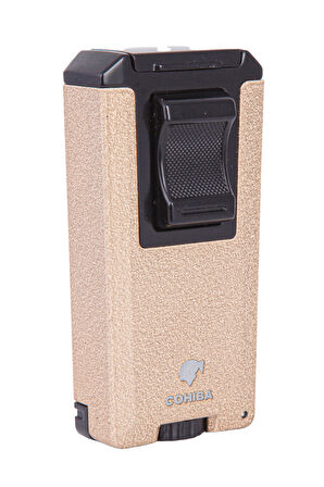 Çift Torch Pürmüz Krem-Siyah Metal Puro Çakmağı