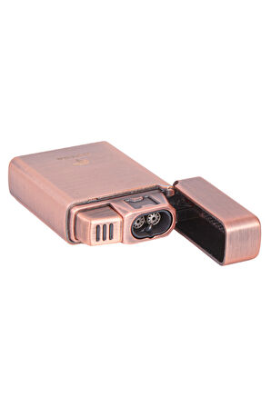 Çift Torch Pürmüz Bronz Metal Puro Çakmağı