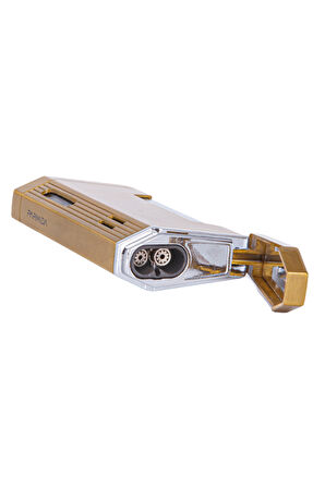Çift Torch Pürmüz Gold-Gümüş Metal Puro Çakmağı