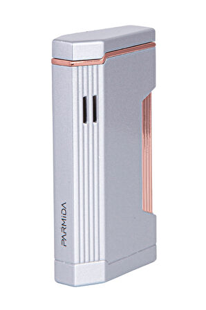 Çift Torch Pürmüz Gümüş Metal Puro Çakmağı