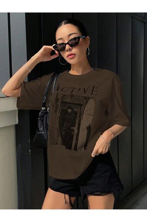 Unisex Active Baskılı Tasarım Tshirt