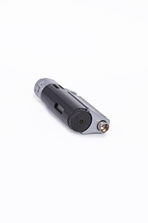 4 Torch Pürmüz Siyah-Gümüş Metal Puro Çakmağı