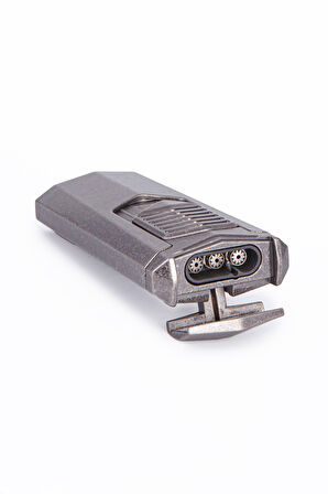3 Torch Pürmüz Fırçalı Gümüş Metal Puro Çakmağı