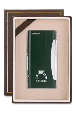 Tek Torch Pürmüz 55. Yıl Özel Üretim Dahili Delicili Yeşil-Gümüş Puro Çakmağı