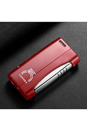 Tek Torch Pürmüz 55. Yıl Özel Üretim Dahili Delicili Kırmızı-Gümüş Puro Çakmağı