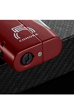 Tek Torch Pürmüz 55. Yıl Özel Üretim Dahili Delicili Kırmızı-Gümüş Puro Çakmağı
