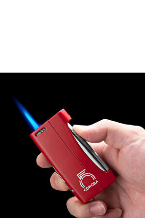 Tek Torch Pürmüz 55. Yıl Özel Üretim Dahili Delicili Kırmızı-Gümüş Puro Çakmağı