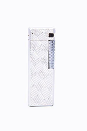 Gümüş Düz İşlemeli Soft Flame Metal Çakmak