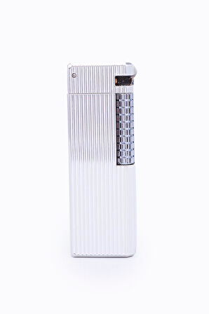 Gümüş Düz İşlemeli Soft Flame Metal Çakmak