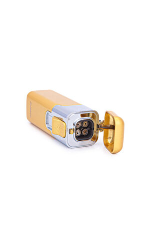 4 Torch Sarı-Gümüş Metal Puro Çakmağı