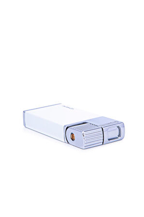 Tek Torch Beyaz Gümüş Metal Puro Çakmağı