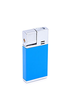 Tek Torch Pürmüz Mavi-Gümüş Metal Puro Çakmağı