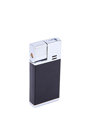 Tek Torch Pürmüz Siyah-Gümüş Metal Puro Çakmağı