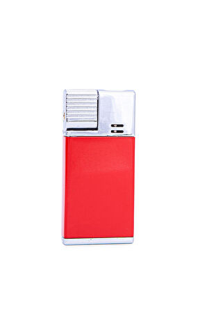 Tek Torch Pürmüz Kırmızı-Gümüş Metal Puro Çakmağı