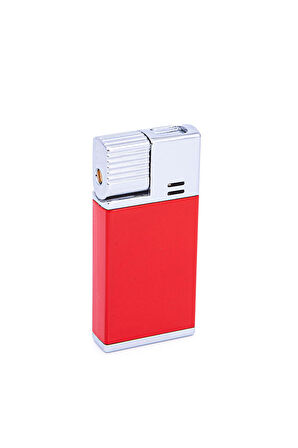 Tek Torch Pürmüz Kırmızı-Gümüş Metal Puro Çakmağı
