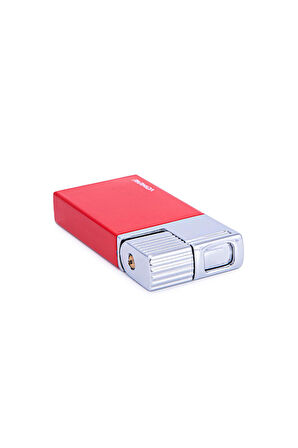 Tek Torch Pürmüz Kırmızı-Gümüş Metal Puro Çakmağı