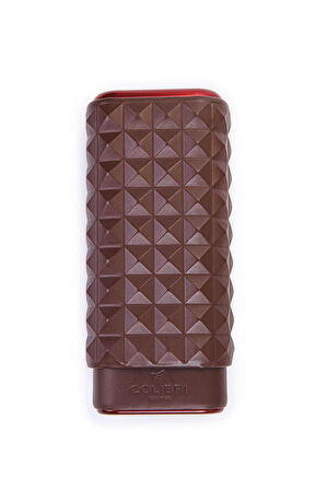 Quasar Kahverengi Üçlü Deri Puro Kılıfı