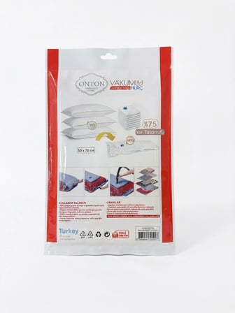 2 Adet 50x70 cm Vakumlu Poşet - %75 Yer Tasarruflu Kıyafet Ve Tekstil Vakumlu Hurç Seti