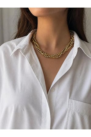 Gold Renkli 3 Katlı Tasarım Kolye