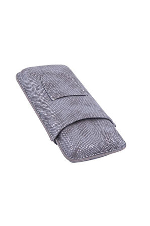 Timsah Desenli Deri Üçlü Puro Kılıfı