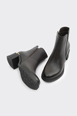 Hakiki Deri Fermuarlı Kadın Bot 