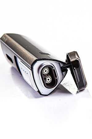 İki Torch Pürmüz Siyah-Gunmetal Puro Çakmağı