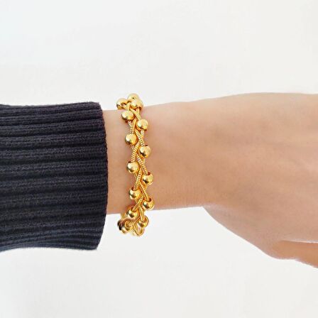 FerizZ Altın Kaplama Spor İşlemesiz Düz Dorika Kadın Bileklik BLK-310