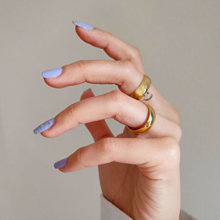 Çelik Yüzük Altın Kaplama 5mm İşlemesiz Düz Alyans YZK-201