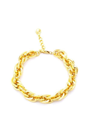 Altın Kaplama Oval Halkalı Şık Samanyolu Kadın Bileklik