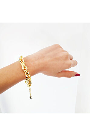 Altın Kaplama Oval Halkalı Şık Samanyolu Kadın Bileklik