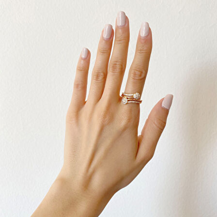 Taşlı Çelik Yüzük Kadın Altın Kaplama YZK-272