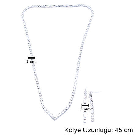 316L Çelik Zirkon Taşlı Su Yolu Kadın Set SET-146