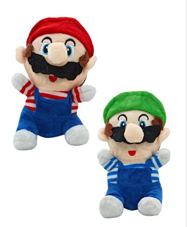 Süper Mario Oyuncakları Peluş Süper Mario ve Luigi Karakterleri 2 Karakter Bir Arada 20cm.