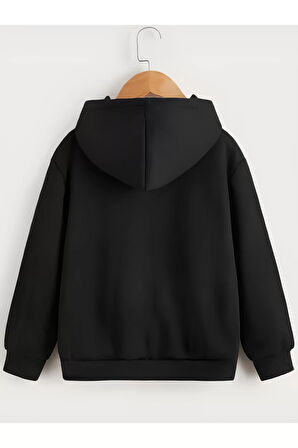 Çocuk Unisex Kapüşonlu Blackpink Baskılı Sweatshirt - Siyah