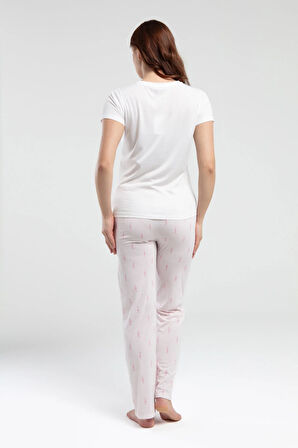 Kadın Beyaz Lohusa Pijama Takım