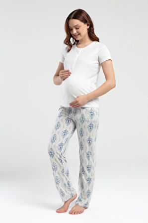 Kadın Krem Lohusa Pijama Takım R.O.3.2.Z.E.5.6..L.T.