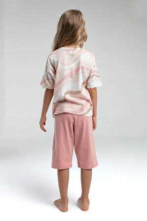 Kız Çocuk Somon Kapri Pijama Takımı P.O.R.O.Z.2.0.6.E.L.2,T.