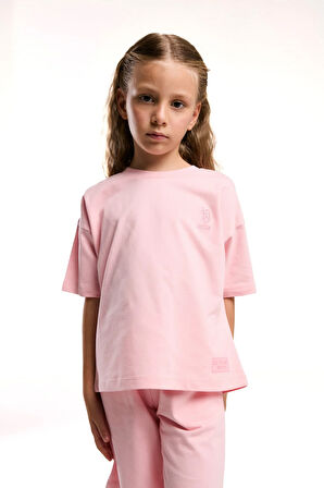 Kız Çocuk Bej Pamuklu Şort Takım P.O.R.O.Z.2.0.9.E.L.0T.