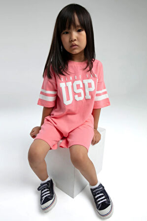 Kız Çocuk Pembe Pamuklu Şort Takım P.O.R.O.Z.2.0.9.E.L.1T.