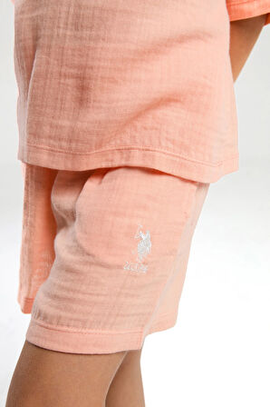 Kız Çocuk Somon Pamuklu Şort Takım P.O.R.O.Z.2.0.9.E.L.3T.