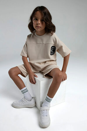 Erkek Çocuk Bej Pamuklu Şortlu Alt Üst Takım A.R.N.T.R.3.O.Z.5.E.L.6.T.5.
