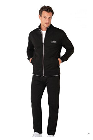 Erkek Lacivert Pamuklu Fermuarlı Eşofman Takımı 1 Çift Çorap Hediye .R.O1.P.İ.ERŞ.II.E.L.T