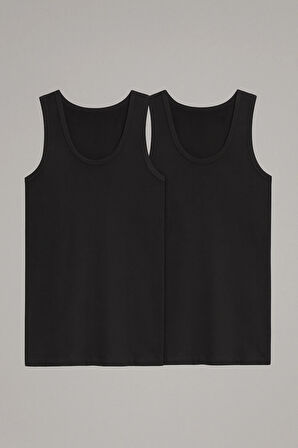 Erkek Klasik Penye 2'li Siyah Atlet