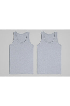 Erkek Klasik Penye 2'li Gri Atlet