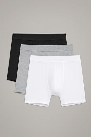 Erkek Pamuklu Likralı 3'lü Renkli Kutulu Boxer