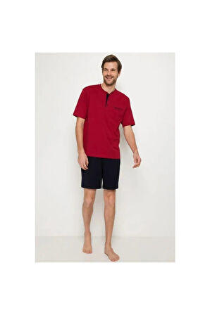 Erkek Lacivert Pamuklu Çeyizlik Kutulu Set 3'lü Pijama Takımı (1 Çift Çorap Hediye)