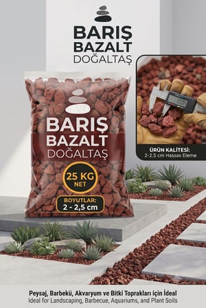 Doğal Volkanik Taşı Kırığı 2-2,5 cm Dekoratif Bahçe Saksı Teraryum Akvaryum Taşı 25 KG